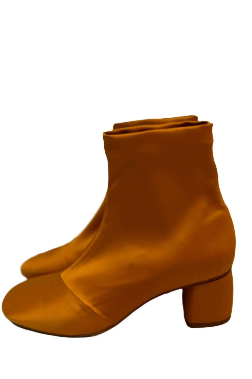 Women's Satin Ankle Boots In Caramel