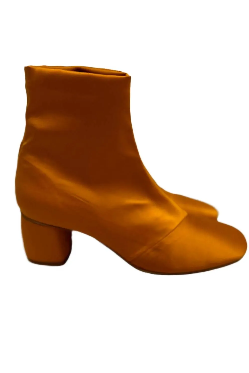 Women's Satin Ankle Boots In Caramel