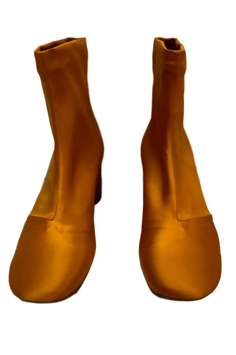Women's Satin Ankle Boots In Caramel