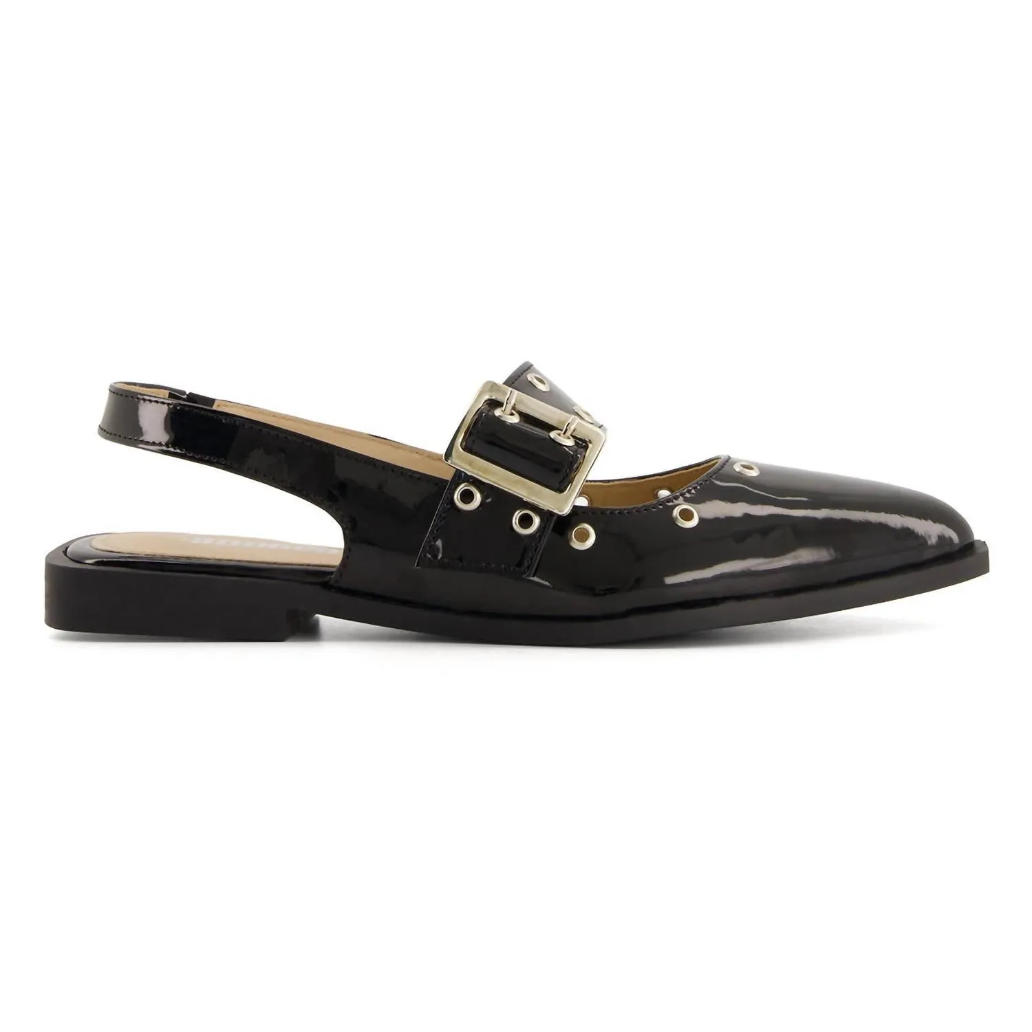 Women's Slingback Flats Wide Buckle In Black